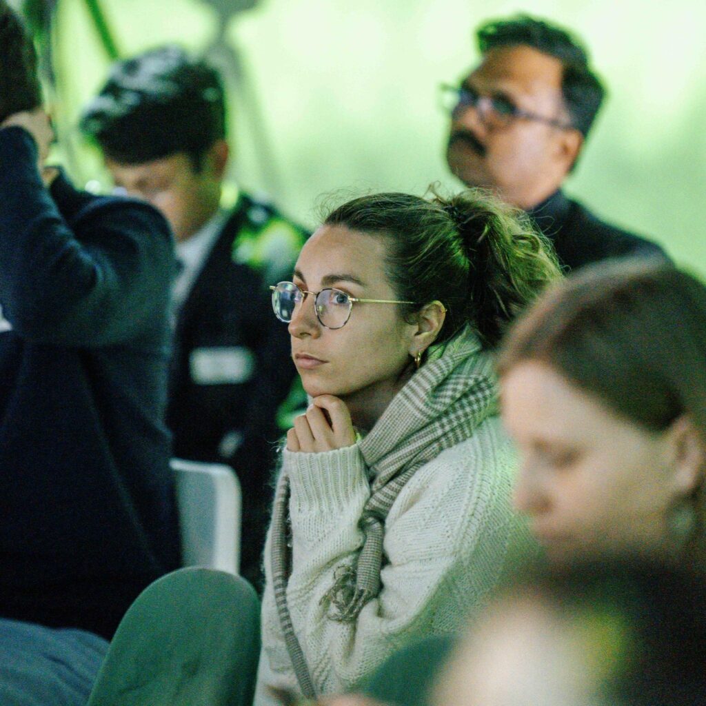 Een foto van mij op het World Circular Economic Forum in Brussel, een dag rond duurzaamheid en ecodesign.